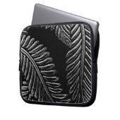 Schwarz-Weiß-Blätter Laptopschutzhülle (Vorderseite Links)