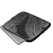 Schwarz-Weiß-Blätter Laptopschutzhülle (Vorne Knopf)