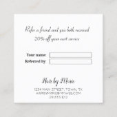 Schwarz-Weiß-Blätter mit Blumen Empfehlungskarte (Rückseite)