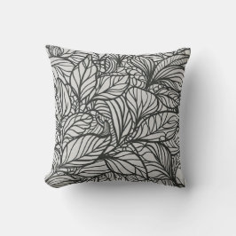 Schwarz-Weiß-Blätter-Muster Kissen