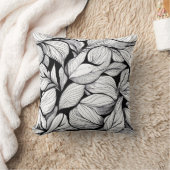 Schwarz-Weiß-Blätter-Muster Kissen (Decke)