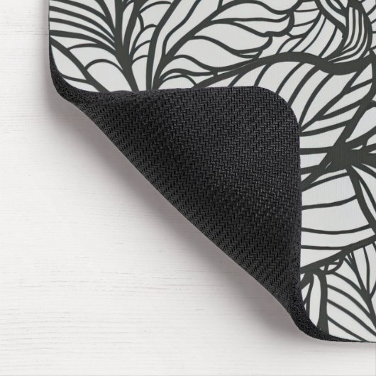 Schwarz-Weiß-Blätter-Muster Mousepad (Ecke)