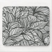 Schwarz-Weiß-Blätter-Muster Mousepad (Vorne)