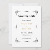Schwarz-Weiß-Blätter Rahmen Save the Date Einladung (Vorderseite)