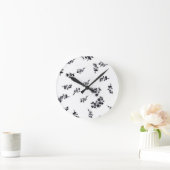 Schwarz-Weiß-Blätter Runde Wanduhr (Zuhause)