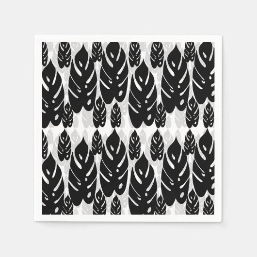 Schwarz-Weiß-Blätter Serviette (Vorderseite)
