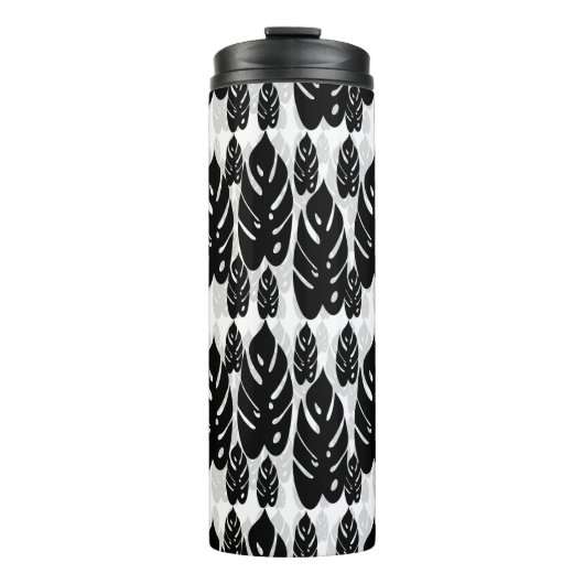 Schwarz-Weiß-Blätter Thermosbecher (Vorderseite)