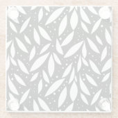 Schwarz-Weiß-Blattfolie Glasuntersetzer (Rückseite)