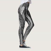 Schwarz-Weiß-Blattformen, zeitgemäßes Design Leggings (Rechts)