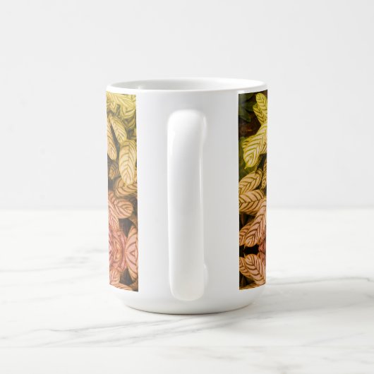 Schwarz-Weiß-Blattmuster Kaffeetasse (Henkel)