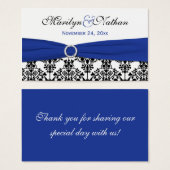 Schwarz, Weiß, Blau Damask Hochzeitsvorzugstempel (Vorne & Hinten)