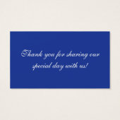 Schwarz, Weiß, Blau Damask Hochzeitsvorzugstempel (Rückseite)