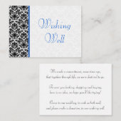 Schwarz, Weiß, Blau Damast Hochzeit wünschend gut Begleitkarte (Vorne/Hinten)