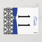 Schwarz-Weiß-Blau-Damast-Tischnummer Postkarte (Rückseite)