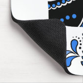 Schwarz/weiß/blau Folk Dala Pferd/Folk Friesian Mousepad (Ecke)