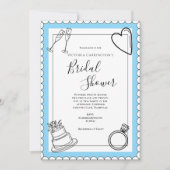 Schwarz/Weiß Blau Modernes Brautparty Einladung (Vorderseite)