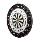 Schwarz-weiß & blau | Monogram Family Game Room Dartscheibe (Vorderseite rechts)
