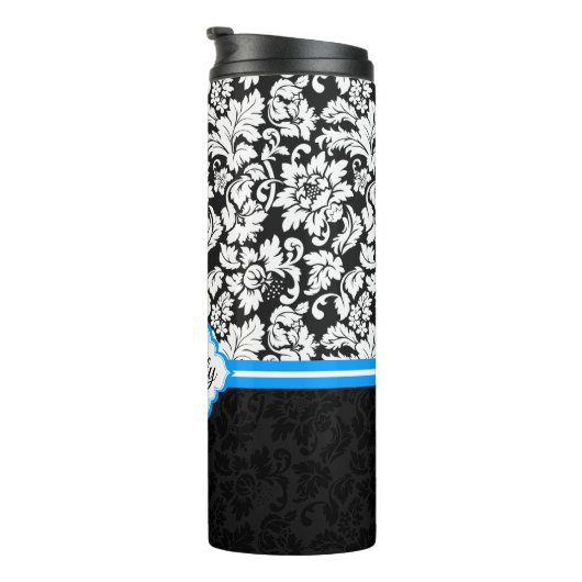 Schwarz-weiß & blau thermosbecher (Nach rechts gedreht)