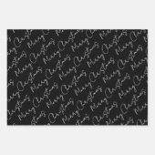 Schwarz, Weiß, Blau Weihnachtsfeiertag Geschenkpapier Set (Vorderseite 2)