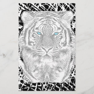Schwarz-Weiß-Blaue Augen Tiger-Design Briefpapier
