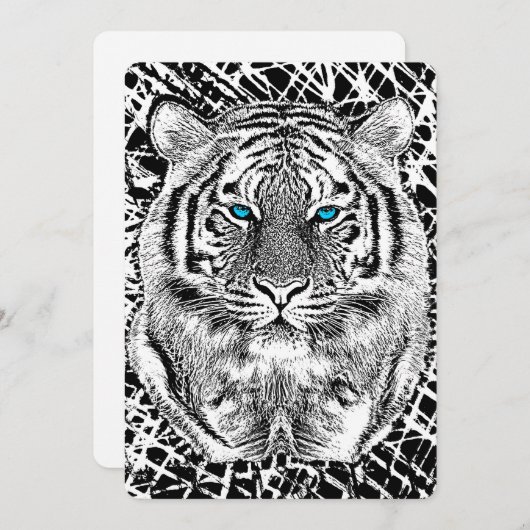 Schwarz-Weiß-blaue Augen Tiger Graphic (Vorne/Hinten)