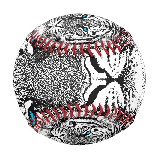 Schwarz-Weiß-blaue Augen Tiger Graphic Baseball (Vorderseite)