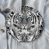 Schwarz-Weiß-blaue Augen Tiger Graphic Button (Beispiel)