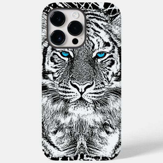 Schwarz-Weiß-blaue Augen Tiger Graphic Case-Mate iPhone Hülle (Rückseite)