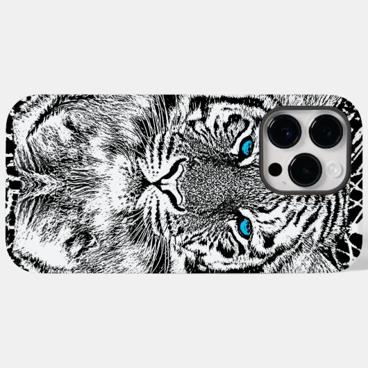 Schwarz-Weiß-blaue Augen Tiger Graphic Case-Mate iPhone Hülle (Rückseite (Horizontal))