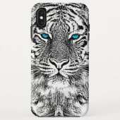 Schwarz-Weiß-blaue Augen Tiger Graphic Case-Mate iPhone Hülle (Rückseite)