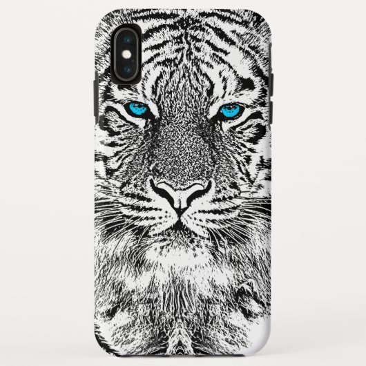 Schwarz-Weiß-blaue Augen Tiger Graphic Case-Mate iPhone Hülle (Rückseite)