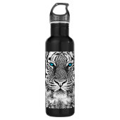 Schwarz-Weiß-blaue Augen Tiger Graphic Edelstahlflasche (Vorderseite)