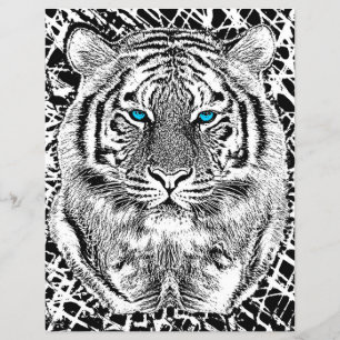 Schwarz-Weiß-blaue Augen Tiger Graphic Flyer