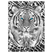 Schwarz-Weiß-blaue Augen Tiger Graphic Klemmbrett (Rückseite)
