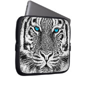 Schwarz-Weiß-blaue Augen Tiger Graphic Laptopschutzhülle (Vorne Rechts)