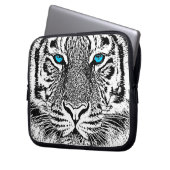 Schwarz-Weiß-blaue Augen Tiger Graphic Laptopschutzhülle (Vorderseite Links)