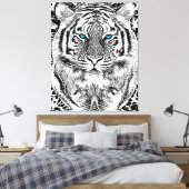 Schwarz-Weiß-blaue Augen Tiger Graphic Leinwanddruck (Insitu (Schlafzimmer))