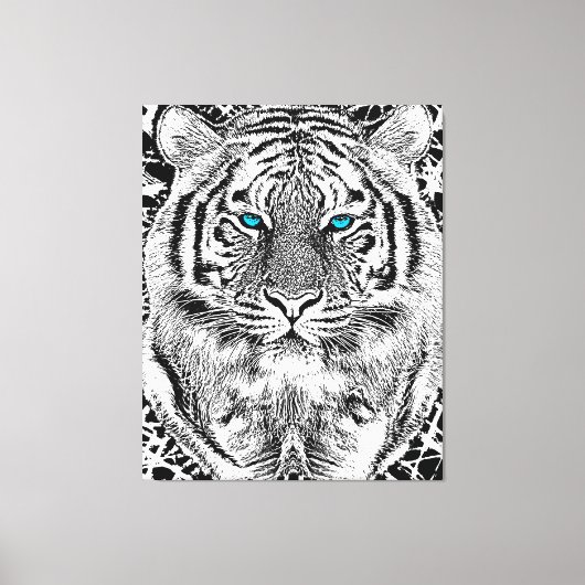 Schwarz-Weiß-blaue Augen Tiger Graphic Leinwanddruck (Vorderseite)