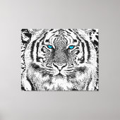 Schwarz-Weiß-blaue Augen Tiger Graphic Leinwanddruck (Vorderseite)