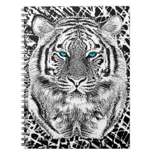 Schwarz-Weiß-blaue Augen Tiger Graphic Notizblock