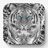 Schwarz-Weiß-blaue Augen Tiger Graphic Pappteller (Vorderseite)