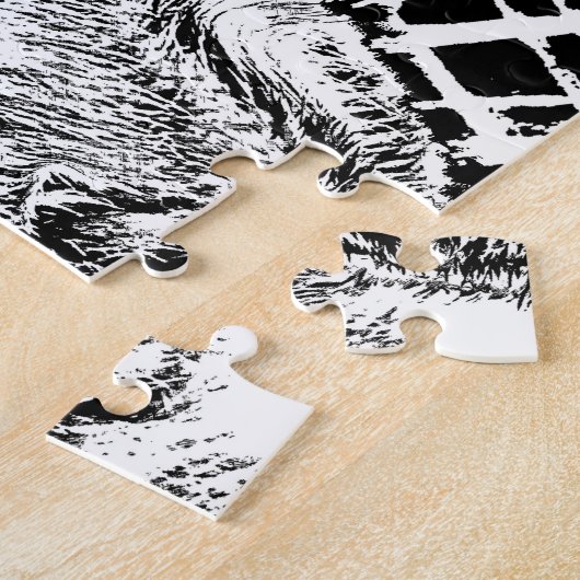 Schwarz-Weiß-blaue Augen Tiger Graphic Puzzle (Seite)