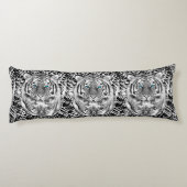 Schwarz-Weiß-Blaue Augen Tiger Streifen Seitenschläferkissen (Rückseite)