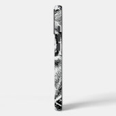 Schwarz-Weiß-Blaue Augen-Wildziger-Gesicht Case-Mate iPhone Hülle (Rückseite / Links)