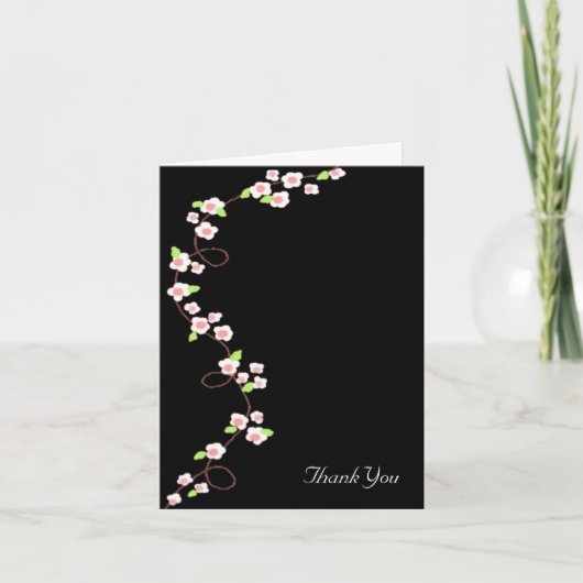 Schwarz-Weiß-Blossom Vielen Dank Dankeskarte (Vorderseite)