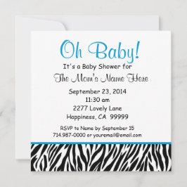 Schwarz-weiß Blue Bow Zebra Boy Baby Shower S02 Einladung
