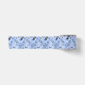 Schwarz-weiß Blue Fun Cartoon Cat Pattern Satinband (Vorderseite)