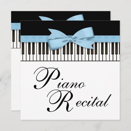 Schwarz-weiß Blue Piano Keys Erwägungsgrund Einladung (Vorne/Hinten)