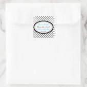Schwarz-weiß Blue Polka Dot Candy Buffet Hochzeit Quadratischer Aufkleber (Tasche)