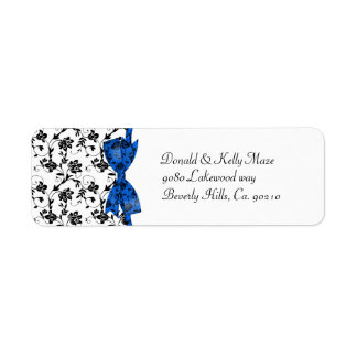 Schwarz-weiß & Blue Wedding Satin Floral